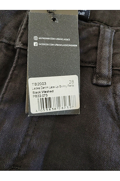 URBAN CLASSICS Černé bavlněné skinny džíny se šněrováním Vel. 28 | URBAN CLASSICS | obrázek 6