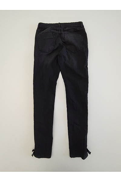 URBAN CLASSICS Černé bavlněné skinny džíny se šněrováním Vel. 28 | URBAN CLASSICS | obrázek 9