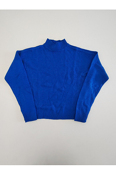 URBAN CLASSICS Modrý Dámský Pletený Pulovr Se Stojáčkem Vel. XS