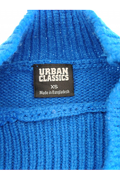 URBAN CLASSICS Modrý dámský pletený pulovr se stojáčkem Vel. XS | URBAN CLASSICS | obrázek 4
