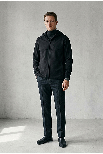URBAN CLASSICS Pánská černá Sportovní Mikina Na Zip S Kapucí Velikost S