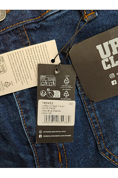 URBAN CLASSICS Modré bavlněné džíny s vysokým pasem a kapsami Velikost EU 34 | URBAN CLASSICS | obrázek 8