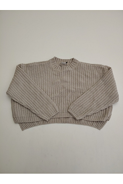 URBAN CLASSICS Béžový crop pulovr hrubě pletený oversized Vel. S | URBAN CLASSICS | obrázek 2