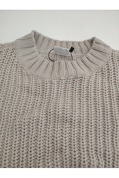 URBAN CLASSICS Béžový crop pulovr hrubě pletený oversized Vel. S | URBAN CLASSICS | obrázek 4