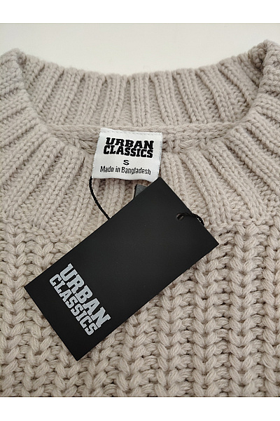 URBAN CLASSICS Béžový crop pulovr hrubě pletený oversized Vel. S | URBAN CLASSICS | obrázek 7