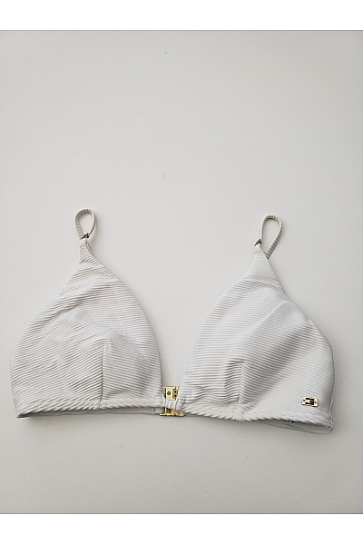 TOMMY HILFIGER Bílé žebrované bikiny vrchní díl plavek trojúhelníkové Vel. M | TOMMY HILFIGER | obrázek 2