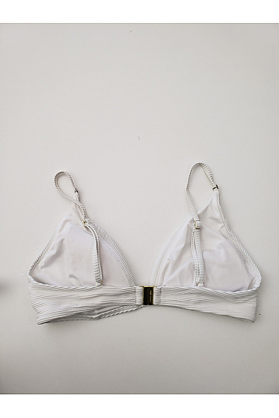 TOMMY HILFIGER Bílé žebrované bikiny vrchní díl plavek trojúhelníkové Vel. M | TOMMY HILFIGER | obrázek 4