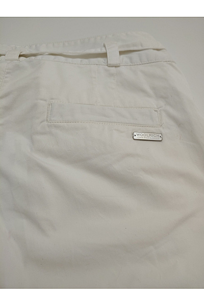 Woolrich Bílé bavlněné rovné kalhoty s vysokým pasem a páskem Velikost 27 | Woolrich | obrázek 7