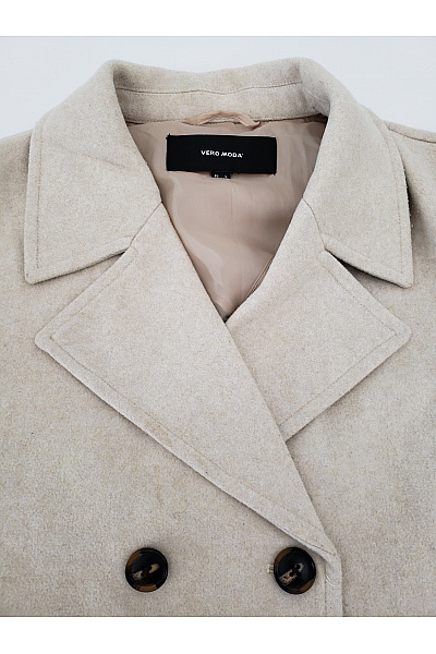 VERO MODA Béžový krátký dvouřadý kabát Velikost L | VERO MODA | obrázek 6