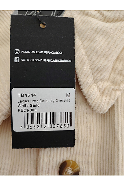 URBAN CLASSICS Béžová bavlněná manšestrová košilová bunda oversize Vel. M | URBAN CLASSICS | obrázek 7