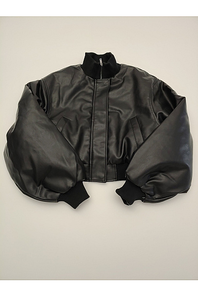Černá Dámská Bomber Bunda Oversize Krátká Vel. XL