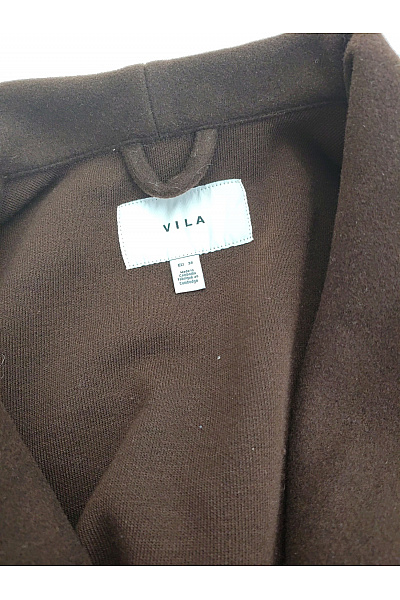 VILA Hnědý krátký zavinovací kabát s páskem elegantní Velikost EU 36 | VILA | obrázek 2