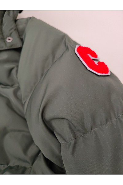 No.1 Como Khaki prošívaná dlouhá zimní bunda s kapucí a zipem Velikost EU M | No.1 Como | obrázek 5
