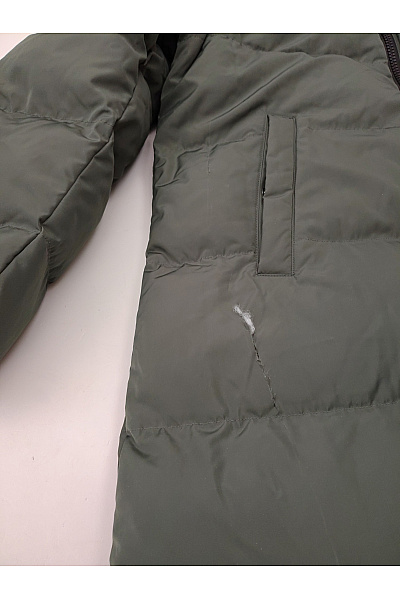 No.1 Como Khaki prošívaná dlouhá zimní bunda s kapucí a zipem Velikost EU M | No.1 Como | obrázek 6