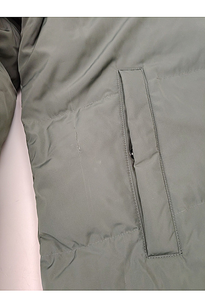 No.1 Como Khaki prošívaná dlouhá zimní bunda s kapucí a zipem Velikost EU M | No.1 Como | obrázek 7
