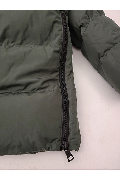 No.1 Como Khaki prošívaná dlouhá zimní bunda s kapucí a zipem Velikost EU M | No.1 Como | obrázek 8
