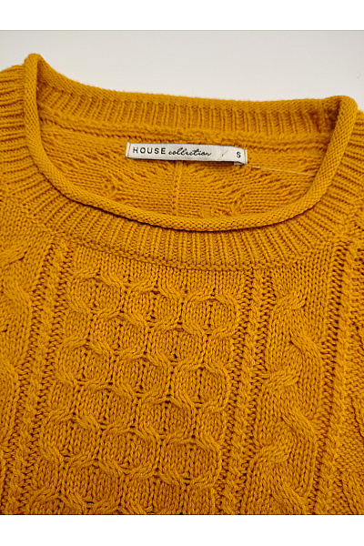 House Žlutý pletený copánkový pulovr oversized Velikost EU S | House | obrázek 4