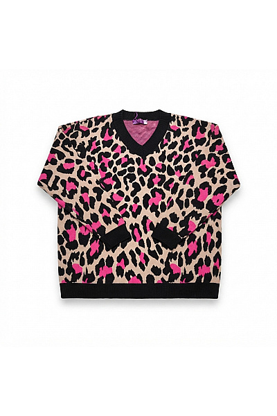 curvy me Dámský pulovr s leopardím vzorem oversized do véčka Velikost DE 44 | curvy me | obrázek 2