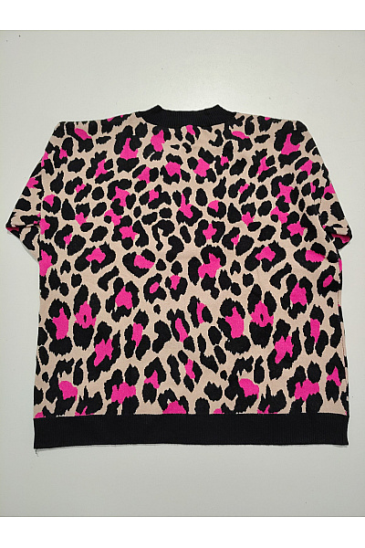curvy me Dámský pulovr s leopardím vzorem oversized do véčka Velikost DE 44 | curvy me | obrázek 3
