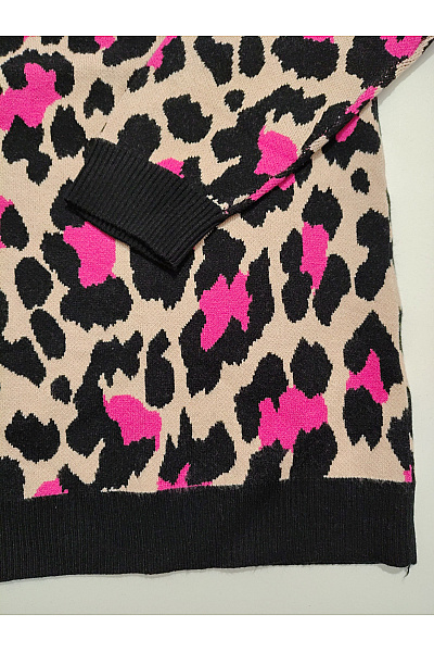 curvy me Dámský pulovr s leopardím vzorem oversized do véčka Velikost DE 44 | curvy me | obrázek 4