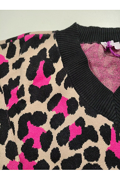 curvy me Dámský pulovr s leopardím vzorem oversized do véčka Velikost DE 44 | curvy me | obrázek 6