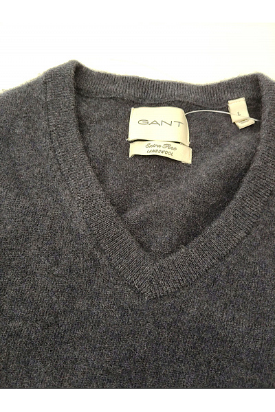 GANT Dámský vlněný pulovr do véčka hnědý basic Vel. L | GANT | obrázek 3