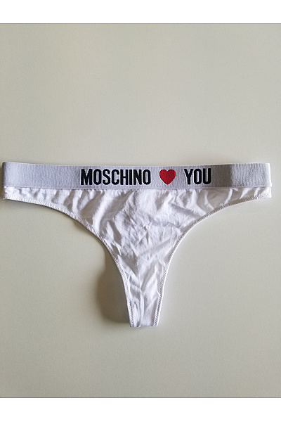 MOSCHINO Dámské Bavlněné Kalhotky Bílé Vel. EU 36