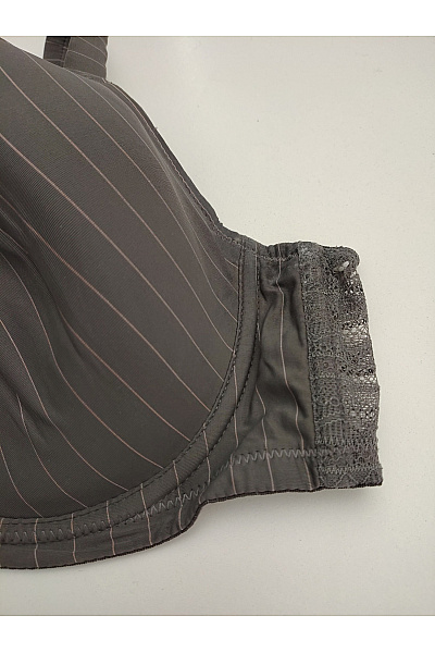 Hnědá pruhovaná kosticová podprsenka s krajkou Vel. 95 | Unimoda | obrázek 4