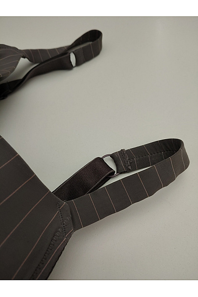 Hnědá pruhovaná kosticová podprsenka s krajkou Vel. 95 | Unimoda | obrázek 5
