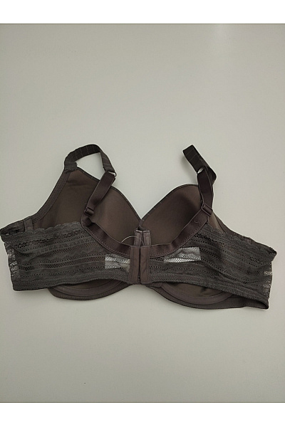 Hnědá pruhovaná kosticová podprsenka s krajkou Vel. 95 | Unimoda | obrázek 6