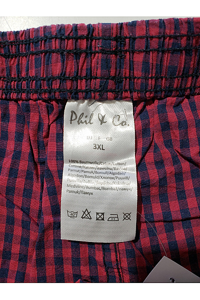 phil-co-berlin Pánské bavlněné trenýrky červené kostkované volné Vel. 3XL | phil-co-berlin | obrázek 5