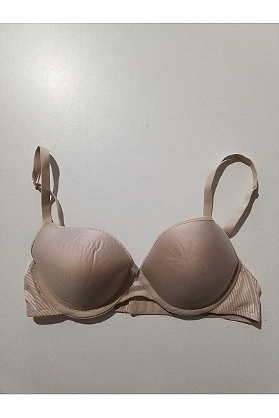 Béžová Hladká Push Up Podprsenka S Kosticemi