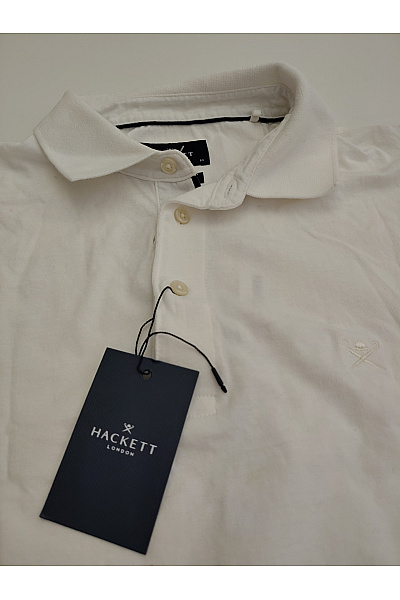 HACKETT Bílé pánské polo tričko s krátkým rukávem basic Vel. M | HACKETT | obrázek 3