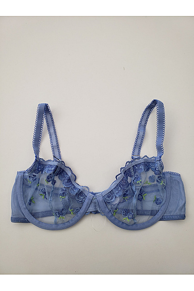 Modrá krajková kosticová podprsenka s výšivkou květin Vel. 75C | Unimoda | obrázek 2