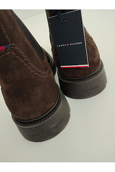 TOMMY HILFIGER Pánské hnědé kožené semišové chelsea kotníkové boty Velikost 45 | TOMMY HILFIGER | obrázek 8