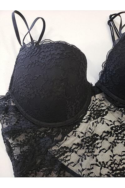 WOMEN`SECRET Dámské černé krajkové body s push-up košíčky Velikost EU 75C | WOMEN`SECRET | obrázek 3