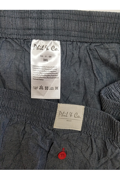 phil-co-berlin Modré bavlněné pyžamové kraťasy s gumou v pase Vel. EU 3XL | phil-co-berlin | obrázek 4