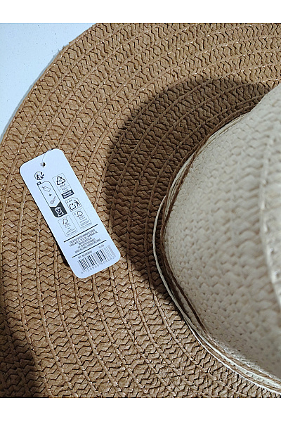 Dámský papírový klobouk se širokou krempou hnědo-béžový Velikost 57 | Unimoda | obrázek 5
