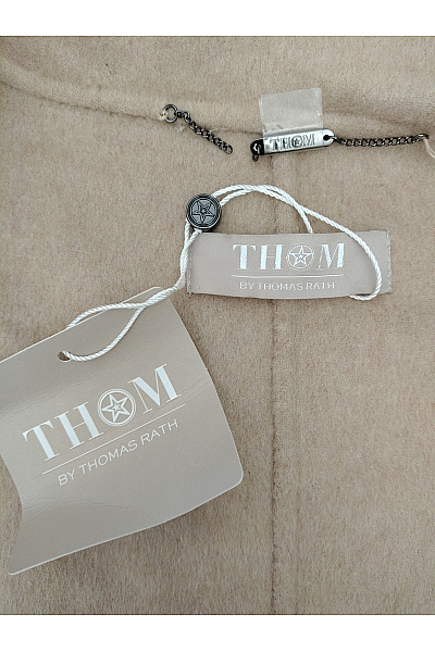 THOM By Thomas Rath Béžový vlněný elegantní kabát s páskem Vel. DE 42 | THOM By Thomas Rath | obrázek 7