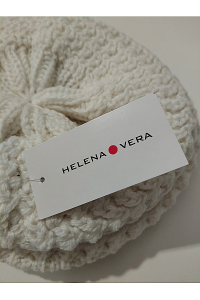 HELENA VERA Bílé vlněné barety s béžovým pleteným detailem | HELENA VERA | obrázek 7