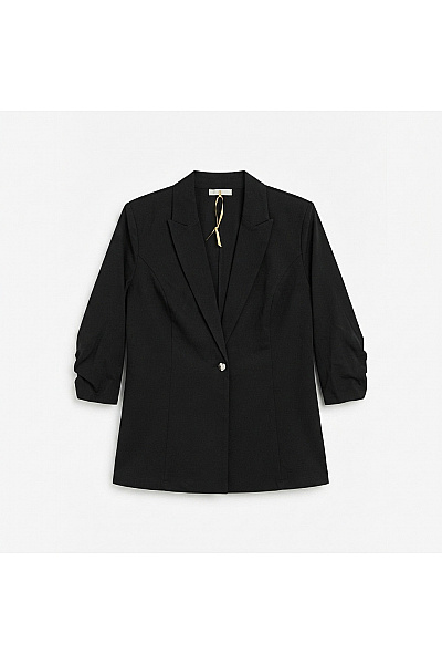 Belinda Gold Černé elegantní business blejzr s 3/4 rukávem a jedním knoflíkem Vel. DE 40 | Belinda Gold | obrázek 2