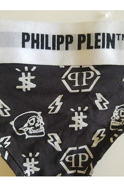 PHILLIP PLEIN Černobílé bavlněné tanga s potiskem lebek | PHILLIP PLEIN | obrázek 2