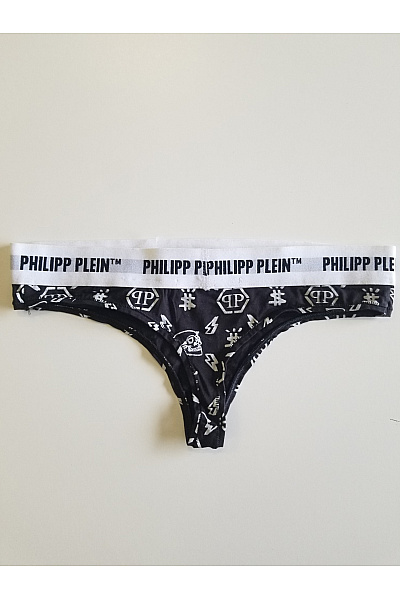 PHILLIP PLEIN Černobílé bavlněné tanga s potiskem lebek | PHILLIP PLEIN | obrázek 3