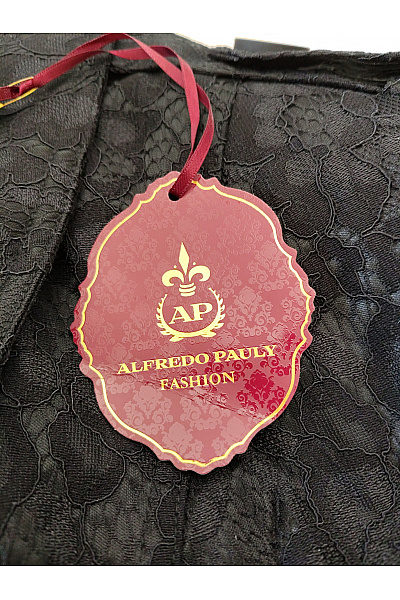 Alfredo Pauly Černý vzorovaný trenčkot s páskem Velikost DE 44 | Alfredo Pauly | obrázek 13