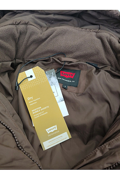 LEVIS Hnědá krátká prošívaná puffer bunda s kapucí Vel. S | LEVIS | obrázek 4