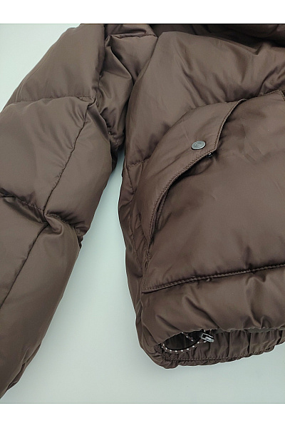 LEVIS Hnědá krátká prošívaná puffer bunda s kapucí Vel. S | LEVIS | obrázek 6