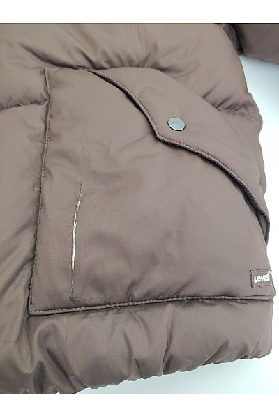 LEVIS Hnědá krátká prošívaná puffer bunda s kapucí Vel. S | LEVIS | obrázek 7