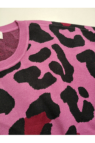 Jana Ina Růžový vzorovaný pletený pulovr s leopardím vzorem Velikost EU 46 | Jana Ina | obrázek 5