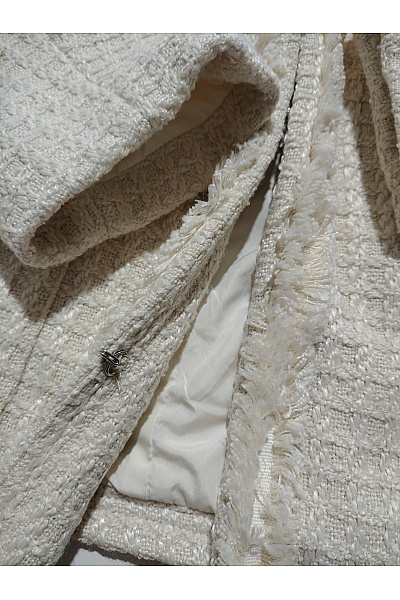 Béžový tvídový kabát elegantní krátký Vel. XXL | Unimoda | obrázek 4