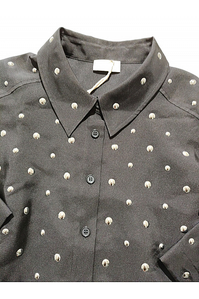 C'est tout Černá dámská košile s krátkým rukávem a cvočky oversized crop Vel. EU 38 | C'est tout | obrázek 4